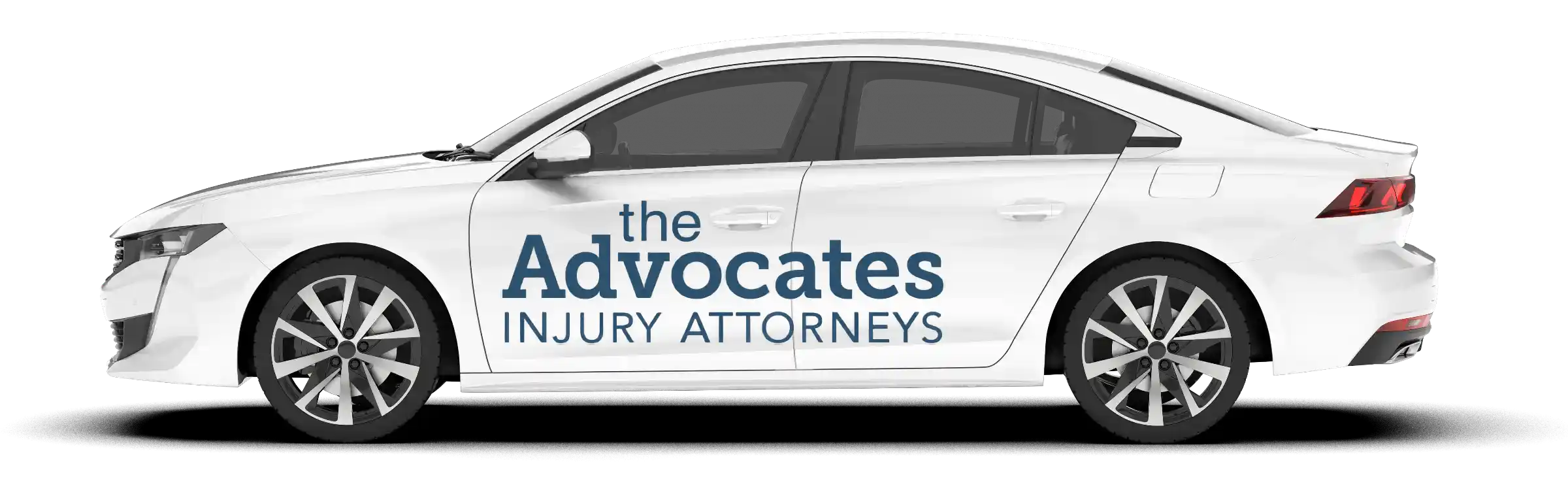 car in profile with the Advocates logo on the doors